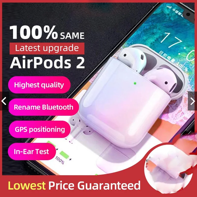

99% Same Super Air 2 Copy Wireless Earphones Smart Light Sensor Bluetooth 5.0 Earbuds Pops-up Wireless Charger Headsets Pods 2
