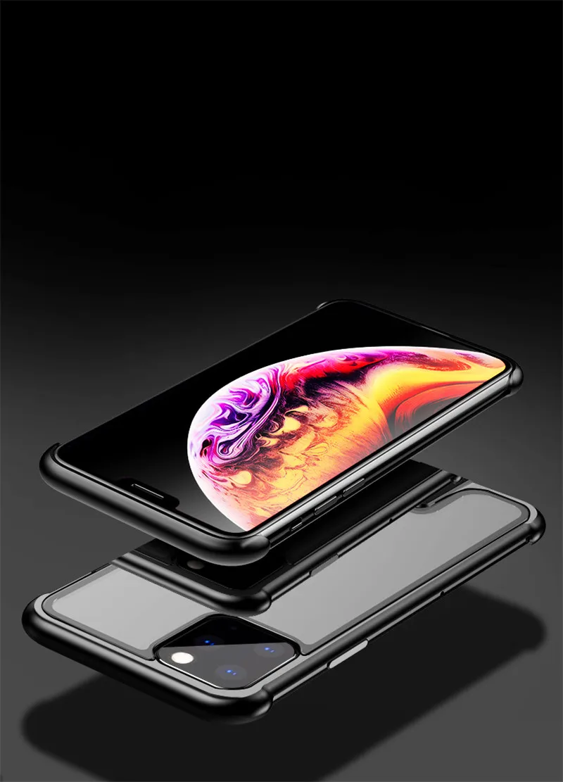 Пуш-ап металлический чехол для телефона для iPhone 11 чехол прозрачная задняя крышка из закаленного стекла безрамочный чехол для iPhone 11 Pro Max Funda