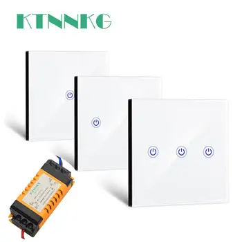 

KTNNKG 1/2/3 gang 433Mhz smart push Wireless Switch Light RF Remote Control 110V 220V Receiver with Tactile RF Ceiling Lamp