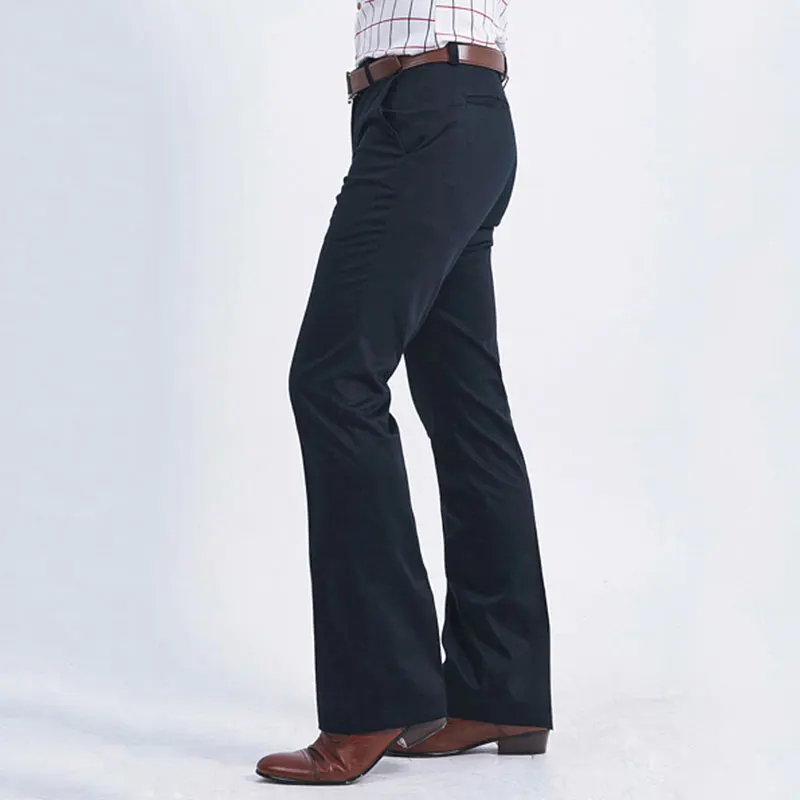 Мужские брюки Цвет: черный темно-синий мужские деловые повседневные расклешенные брюки тонкие свободные брюки мужские корейские широкие брюки
