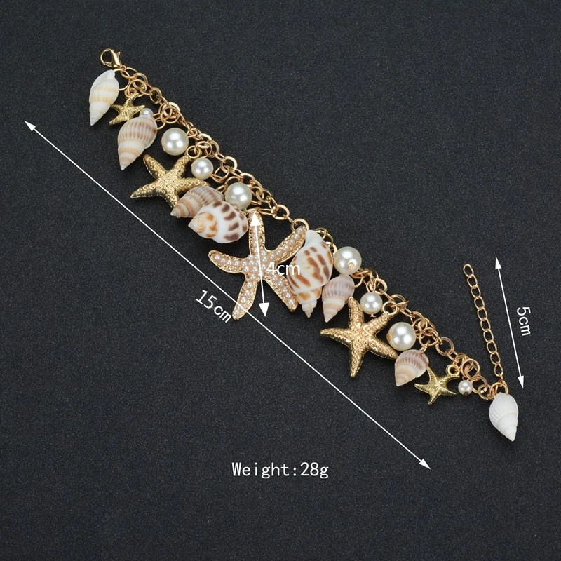 

Sea Shell Starfish Faux Pearl Collar Bib Statement Chunky Bracelets For Women U50C