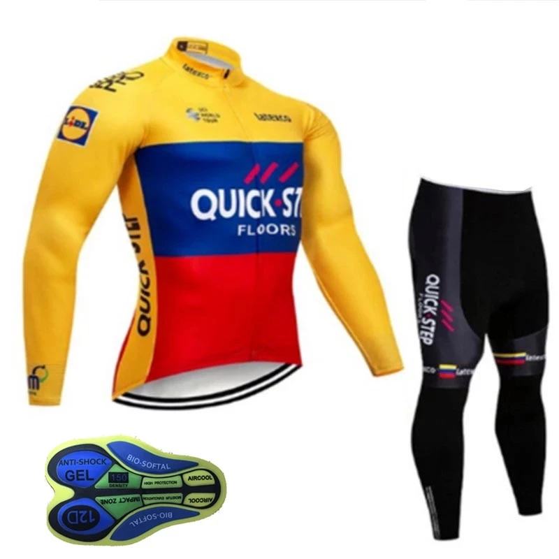 Быстрый шаг мужской костюм Джерси с длинными рукавами униформа Одежда Джерси для верховой езды MTB Pro team велосипедный костюм 16D нагрудник