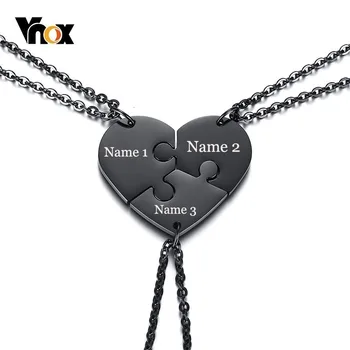 

Vnox Free Personalized Engraving Name Best Friends Necklaces Friendship Heart Forever Love Pendants Set(Set of 3)