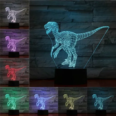 3D Dinosaur Lamp Raptor Pterosaur Table Beside Night Light Kid Boy Gift Creative Animal Atmosphere Lighting LED Touch RemoteBase - Испускаемый цвет: E