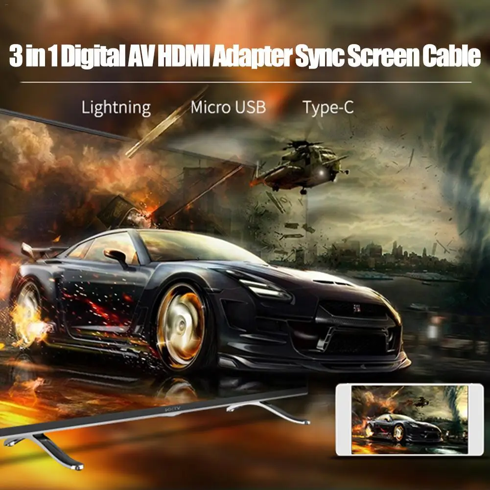 Адаптер Lightning для цифрового av-кабеля 1080P HD цифровой av-адаптер USB кабель для синхронизации экрана HDMI разъем с зарядным портом