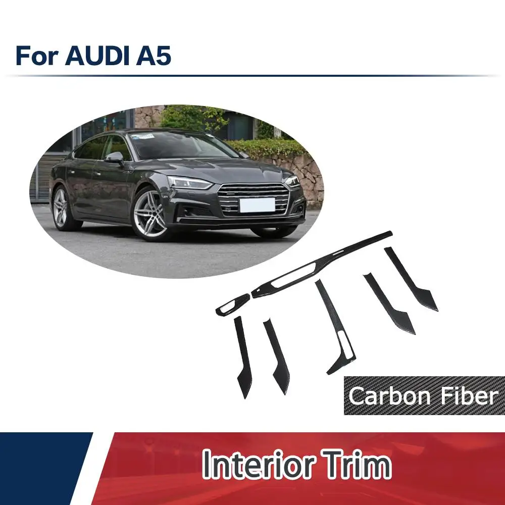 Добавить на углеродного волокна внутренняя отделка автомобиля стикер для Audi A5 S5 седан- 7 шт. набор Литье отделка крышка LHD ТОЛЬКО