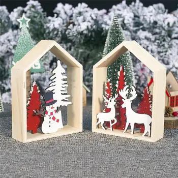

2020 Xmas christmas Table decorations for home Christmas ornaments DIY Christmas tree snowman decoration elk cabin new year 1PCS