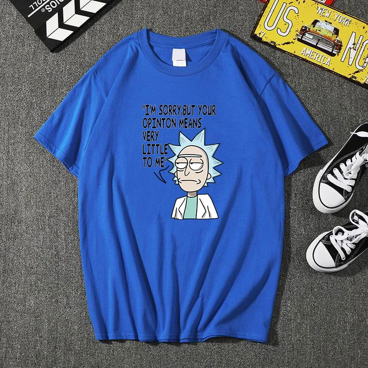 

Men's summer high quality T-shirt 100% cotton crewneck loose rick and morty printed men Tshirt casual knitted mens t-shirt tops