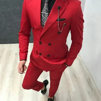 

ivory Men Suits Pants red Groom Wedding Tuxedos Prom Party Red Man Blazers Ivory Costume Homme Slim Fit Terno Masculino 2 Piece