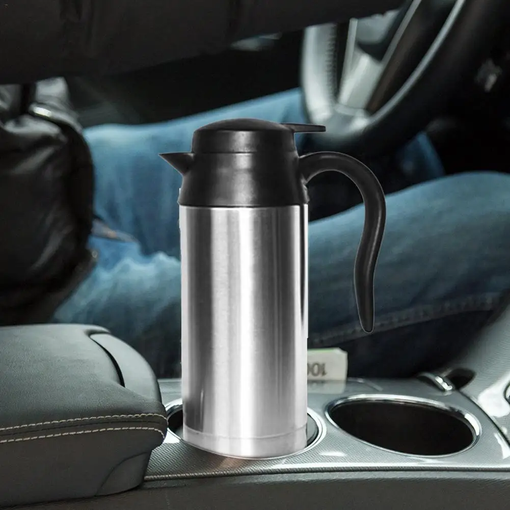750 мл Автомобильная нагревательная кружка-чайник 12 В/24 В из нержавеющей стали, чашка для путешествий, универсальная, подходит для кипячения воды, кофе, автомобильные аксессуары