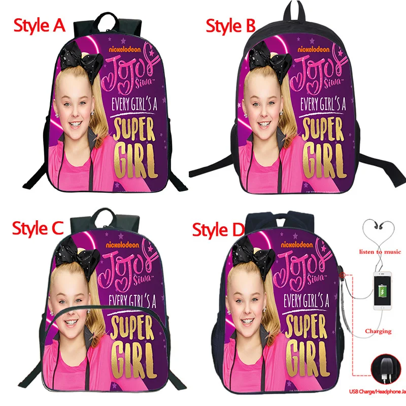 Jojo Siwa рюкзак 4 стиля USB зарядка ученические рюкзаки школьные сумки большой емкости красивый рюкзак для школы