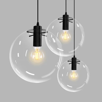 

Modern clear glass ball Pendant Lamp dining room living room hanging lamp single-head E27 LED Transparent bubble