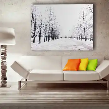 

Nordic Road Snow LED Light Painting Canvas Painting Wall Art Print for Home Living Room Decorative Wall Pictures With Screws