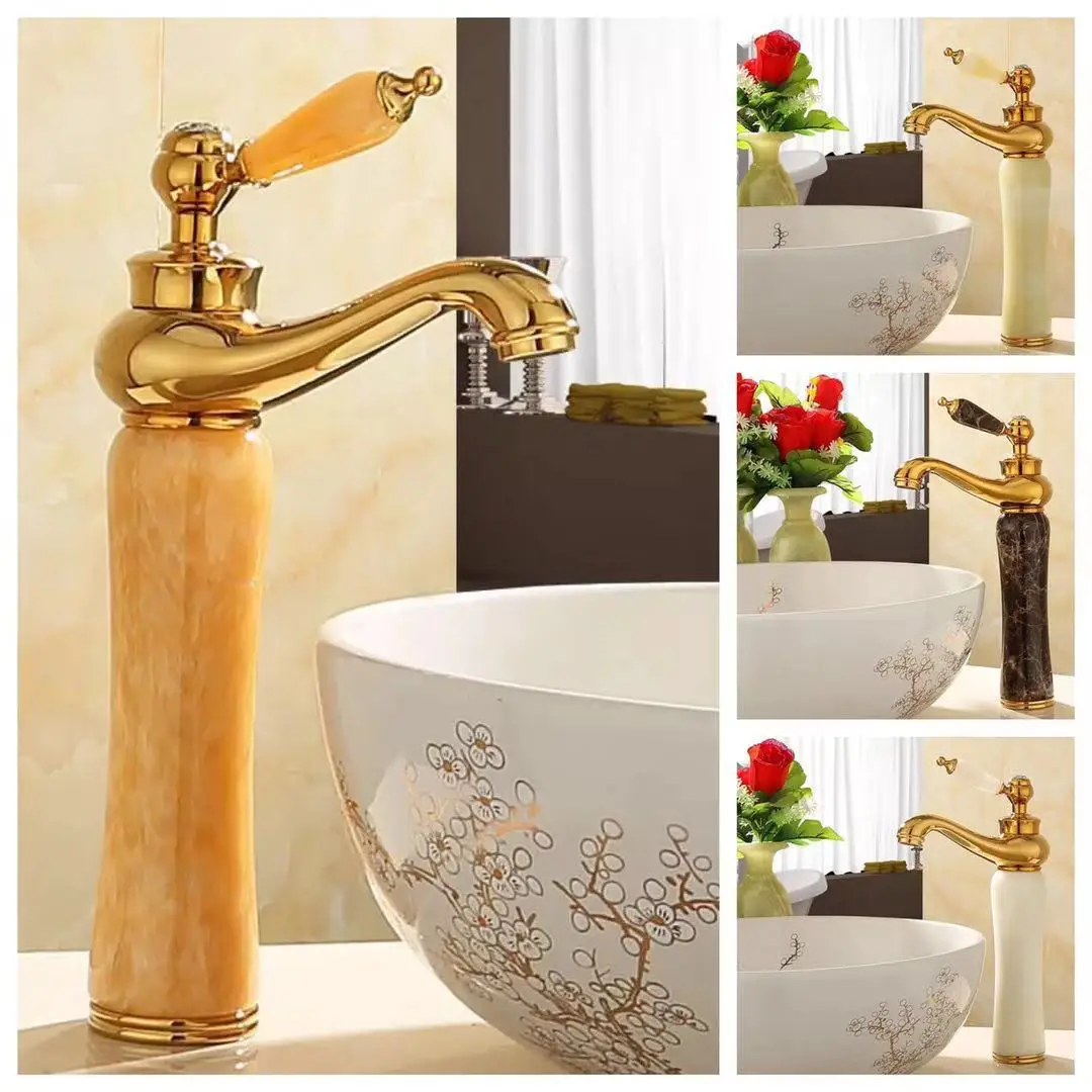 

European Rose Golden On The Stage Basin Water Tap Full Copper Cold Hot Water Continuous System Shower Room Counter Basin Arts
