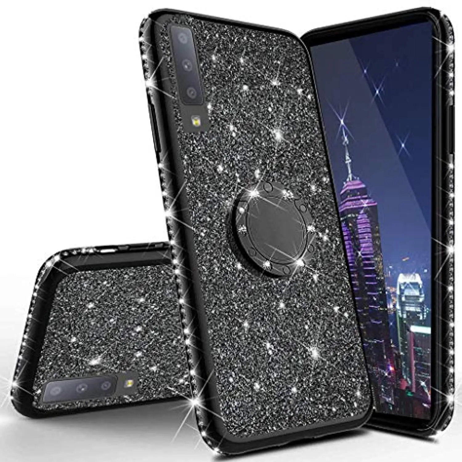 

Glitter Diamond Case for Samsung Galaxy A10 A20 A30 A40 A50 A70 M10 M20 M30 M40 A10E A20E Cover Bling Plating Ring Houlder Caso