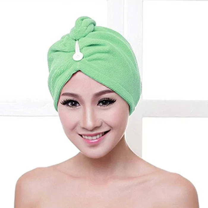 Коралловая бархатная сухая шапка для волос супер абсорбент точка волос тюрбан шапка для быстрой сушки волос обернутое полотенце Аксессуары для купания# Z - Цвет: Green