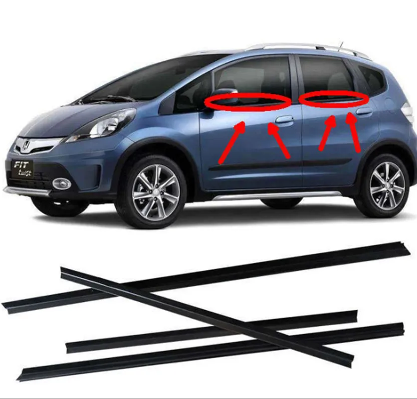 4pcs Car Weatherstrip Window Moulding Trim Seal Belt Fit For Honda Fit