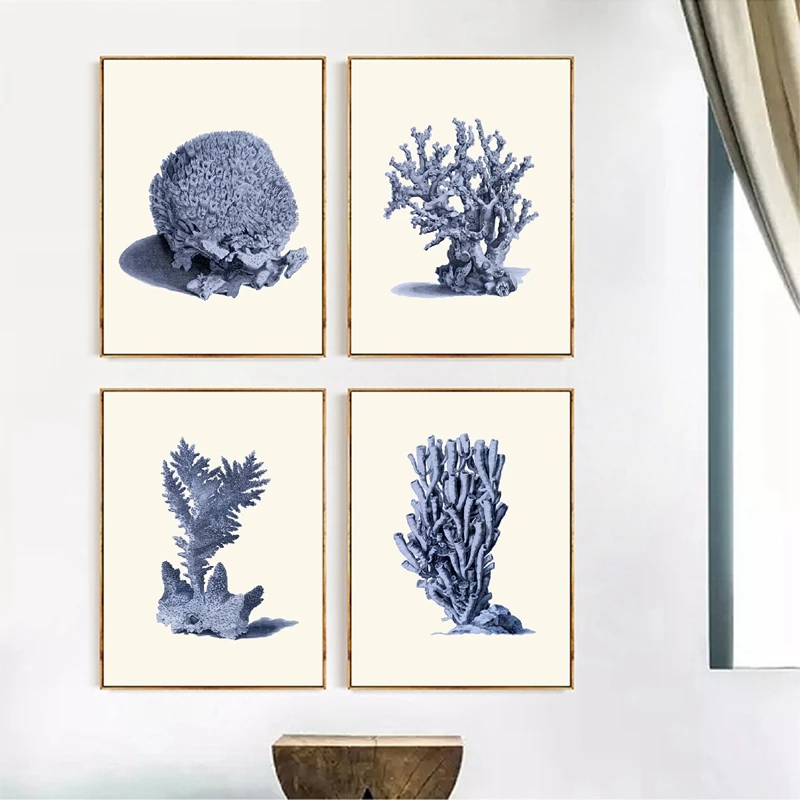 Navy-Blue-Coral-Posters-and-Prints-Sea-Marine-Life-Vintage-Bathroom-Wall-Art-Canvas-Painting-Wall