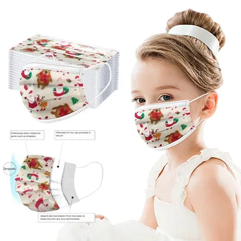 

Children's Christmas Disposable Mask High-Quality Cartoon Pattern Ear Loop Protective Safety Breathable Kids masques 10/20pcs