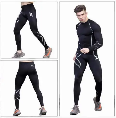 

2019 Men's Set Tights Set Large-Men's Athletic Pants Quick-Dry Base Tights Training Suit