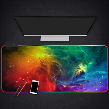 

RGB Mouse Pad Large Gaming Luminous Waterproof Non-slip Rubber Desk Mat Nebula Anime Mousepad Computer Laptop Keyboard Desk Pad