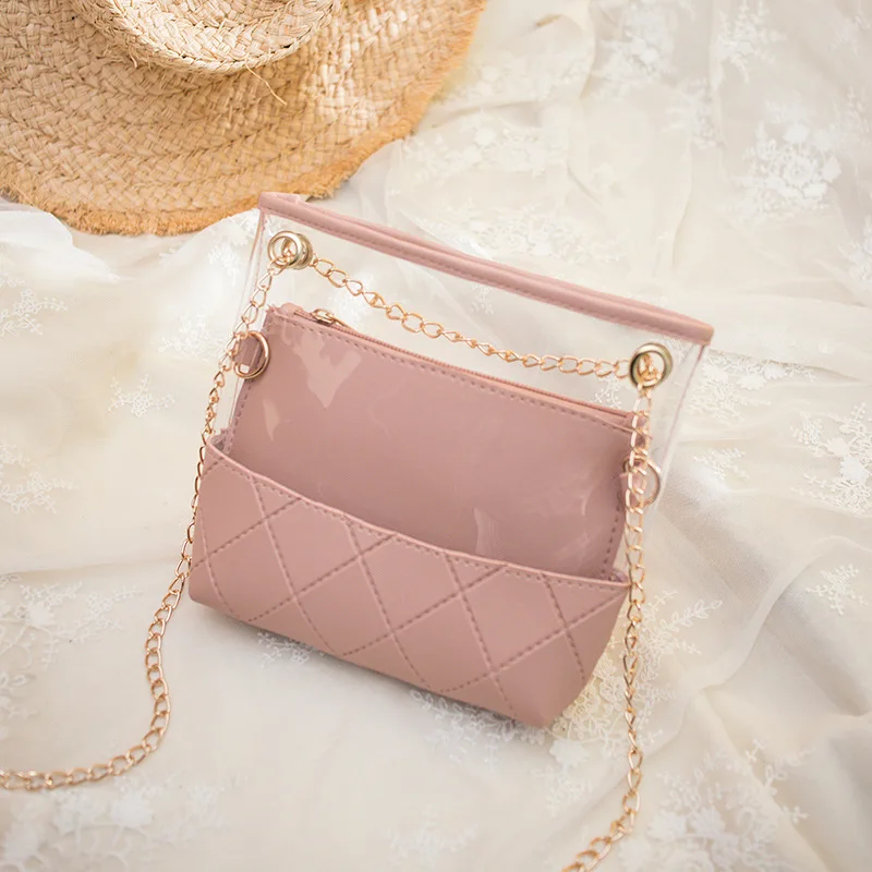 

2019 transparent Composite bag Mother Children Lady shoulder mobile phone pocket Cosmetic bag Girl party bags for women Gift