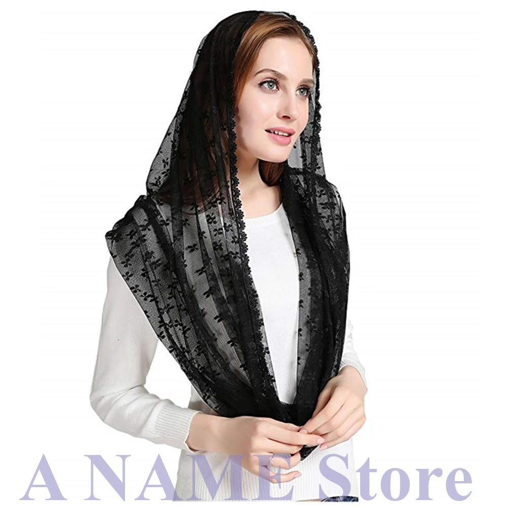 Круглая прямоугольная мягкая кружевная накидка Mantilla Catholique, вуали для церкви, латинских женщин, традиционная накидка на голову, Velos novia