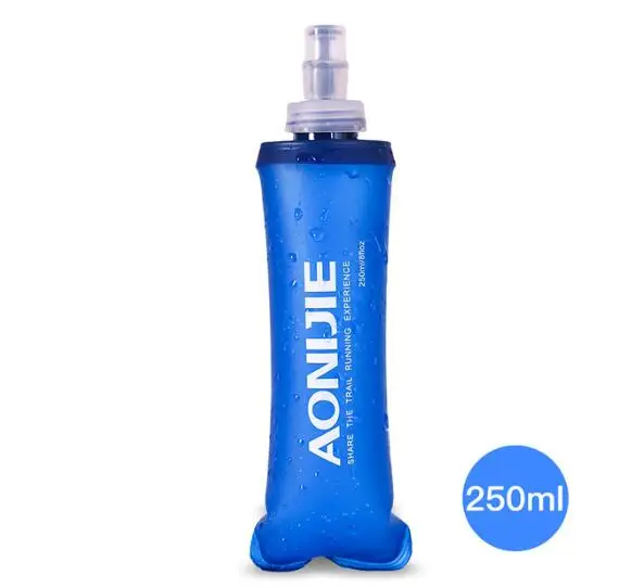 250ml AONIJIE Беговая спортивная мягкая бутылка для воды, складная термополиуретановая мягкая колба для воды с длинными соломенными пузырьками, сумка 350/600 мл - Цвет: 250ml