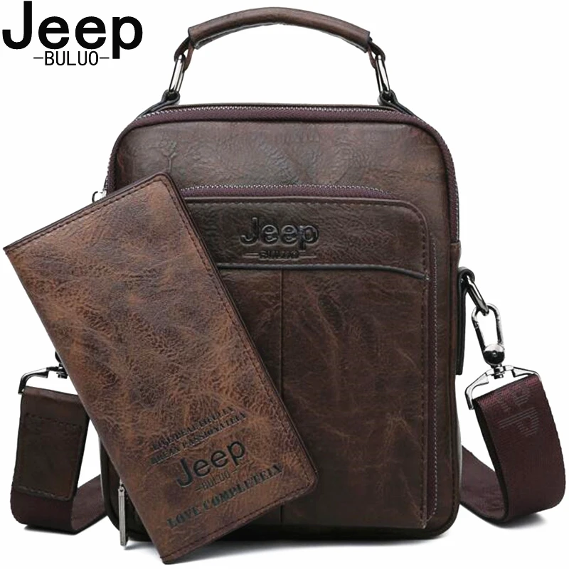 Мужская сумка через плечо jeep buluo оранжевая для документов из спилковой кожи