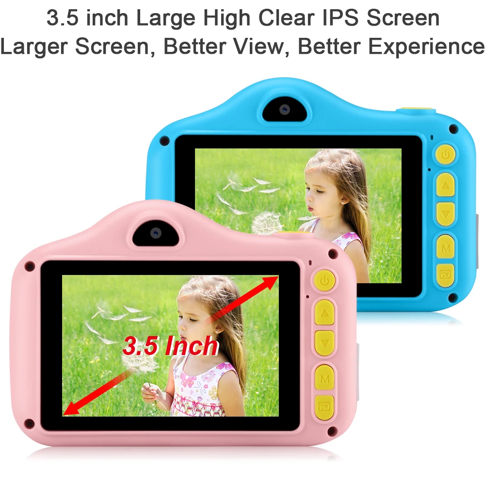 Prograce 3.5 Inch Child Camera 28MP Kids Digital Camera Kid Selfie Camera Photo Child Video Camera Birthday Christmas Gift Girl