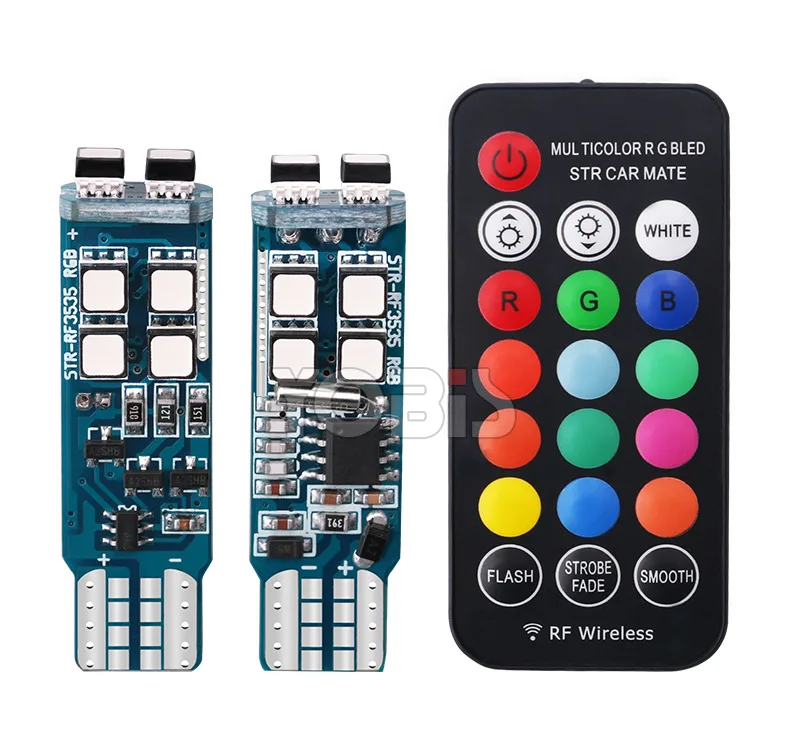 RGB с пультом дистанционного управления T10 W5W RF беспроводной пульт дистанционного управления 360 градусов Внешняя вспышка - Испускаемый цвет: Многоцветный