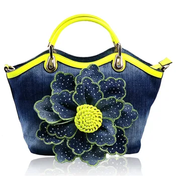 

Fashion lady Leather Handbags Messenger Flower Beaded PU Leather Elegant lady Bag Tote Female Big Flower Bag