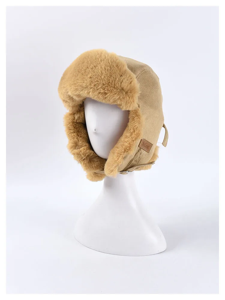 DRESSUUP Autumn and Winter Hat Ladies Fashion Imitation Fur Integrated Lei Feng Hat Ear Protection Warm
