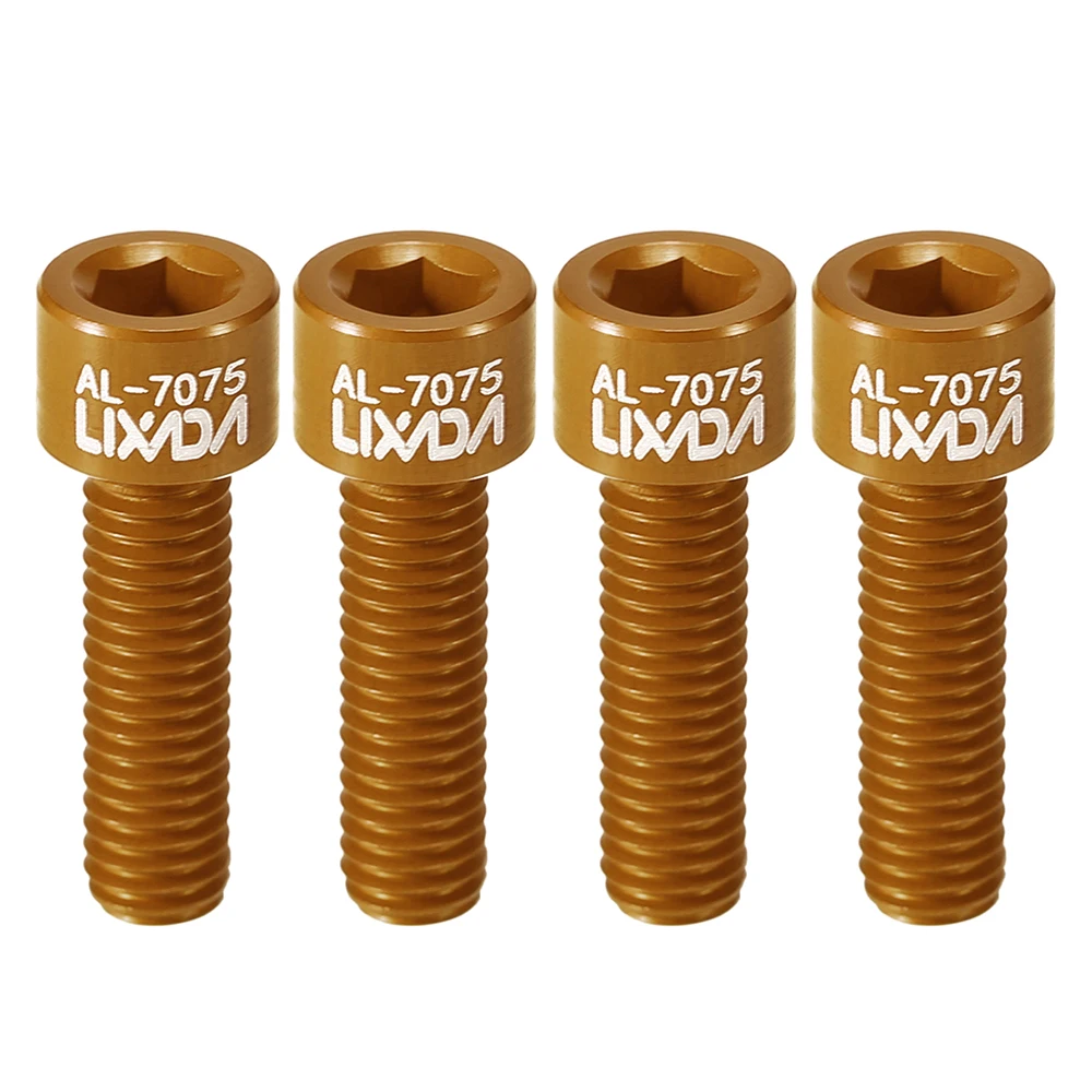 Gold Lixada 4 шт. M5* 17 мм велосипедный шток винты болты Сверхлегкий AL7075 алюминиевый велосипедный шток крепежные винты Замена - Цвет: Gold