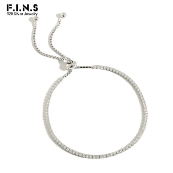 

F.I.N.S Korean Fashion Real 925 Sterling Silver Full Cubic Zirconia Inlaid Adjustable Bracelets Fine Jewelry for Women