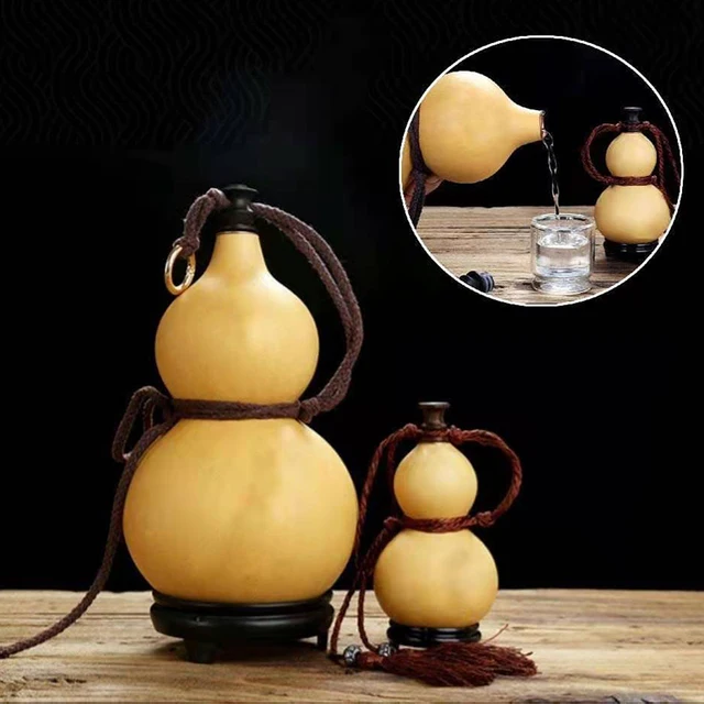 Natural Gourd Wu lou Home Decor Wall Ornaments Crafts Dried Gourd Water Bottle with Lid Hollow Calabash Desk Decor Drinks Holder 1
