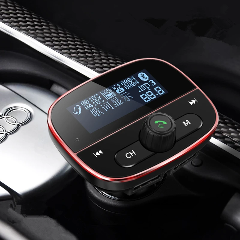 Red Многофункциональный Bluetooth 4,2 автомобильный mp3-плеер fm-передатчик 2 USB Автомобильный дисплей цветной экран для звонков, лирика, громкая связь, аудио A, быстрая - Формат цифровых медиаданных: Red