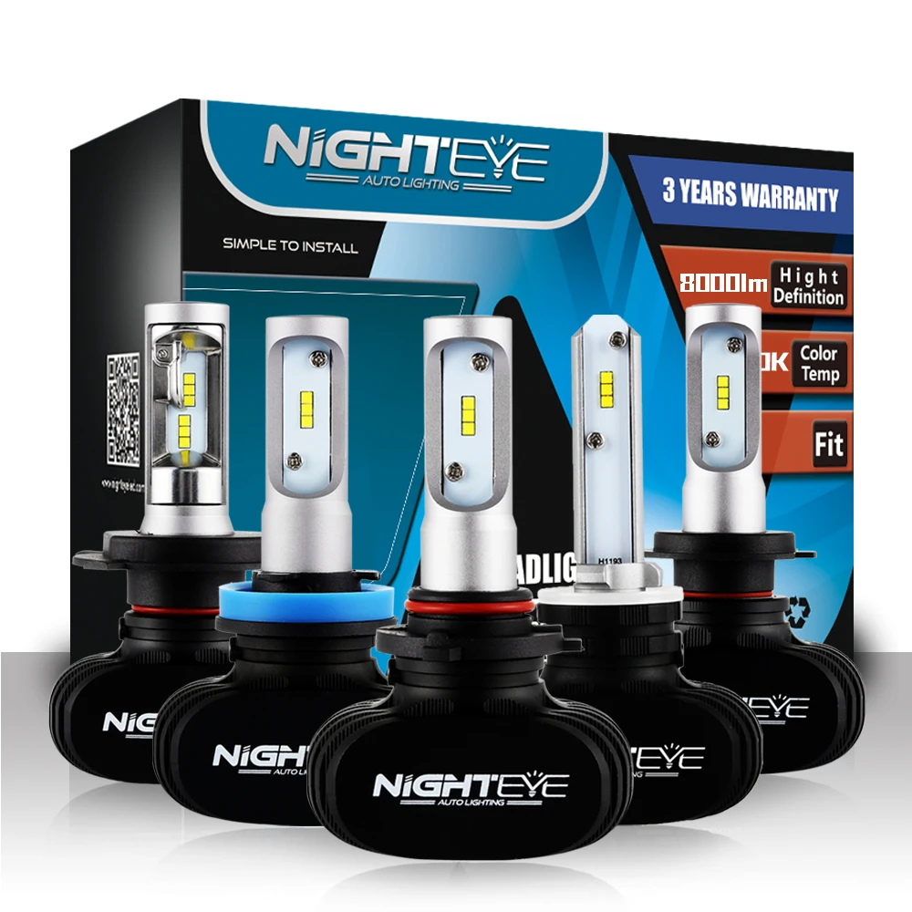 Nighteye светодиодный H4 H7 H8 H9 H11 8000LM 50 W 6500 K автомобилей светодиодный фары белый Противотуманные огни 9005 HB3 9006 HB4 туман лампочки