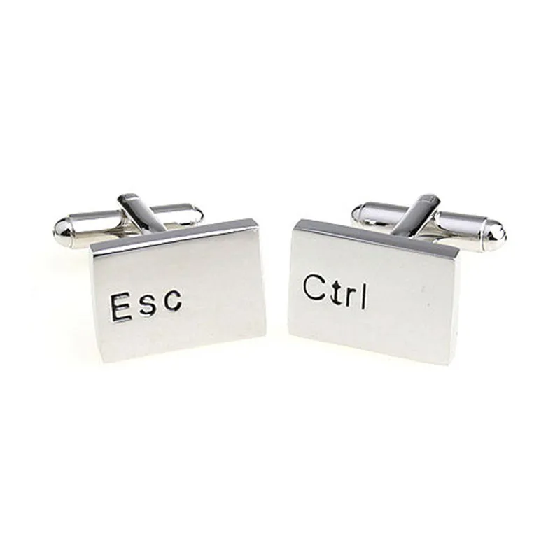 Запонки для компьютерной клавиатуры Esc серебристые запонки с клавишами Ctrl