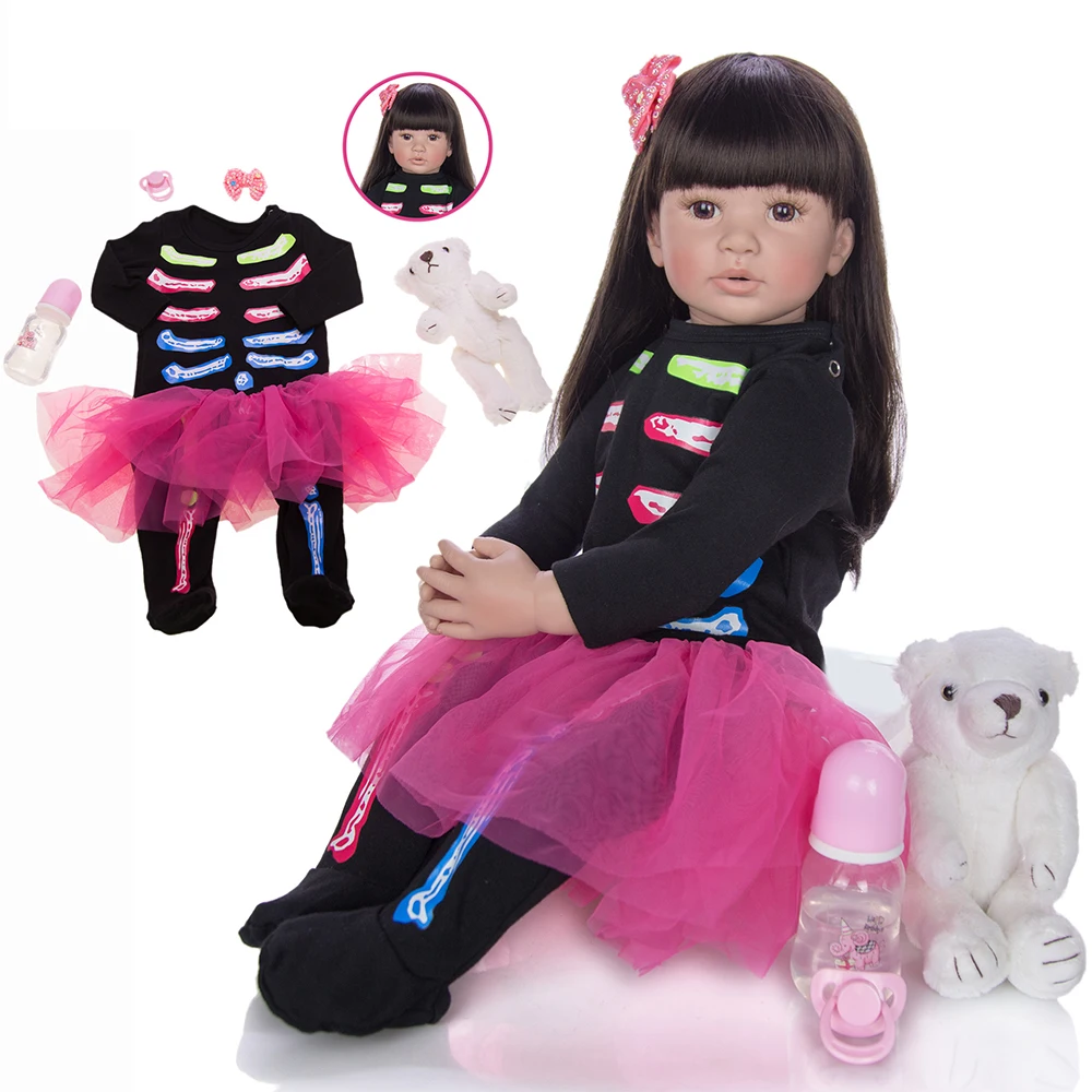 60 см Reborn Baby Doll Menina, силиконовая кукла принцессы для малышей, Реалистичная кукла bebes Reborn Boneca, длинные волосы, Реалистичная детская игрушка, подарок