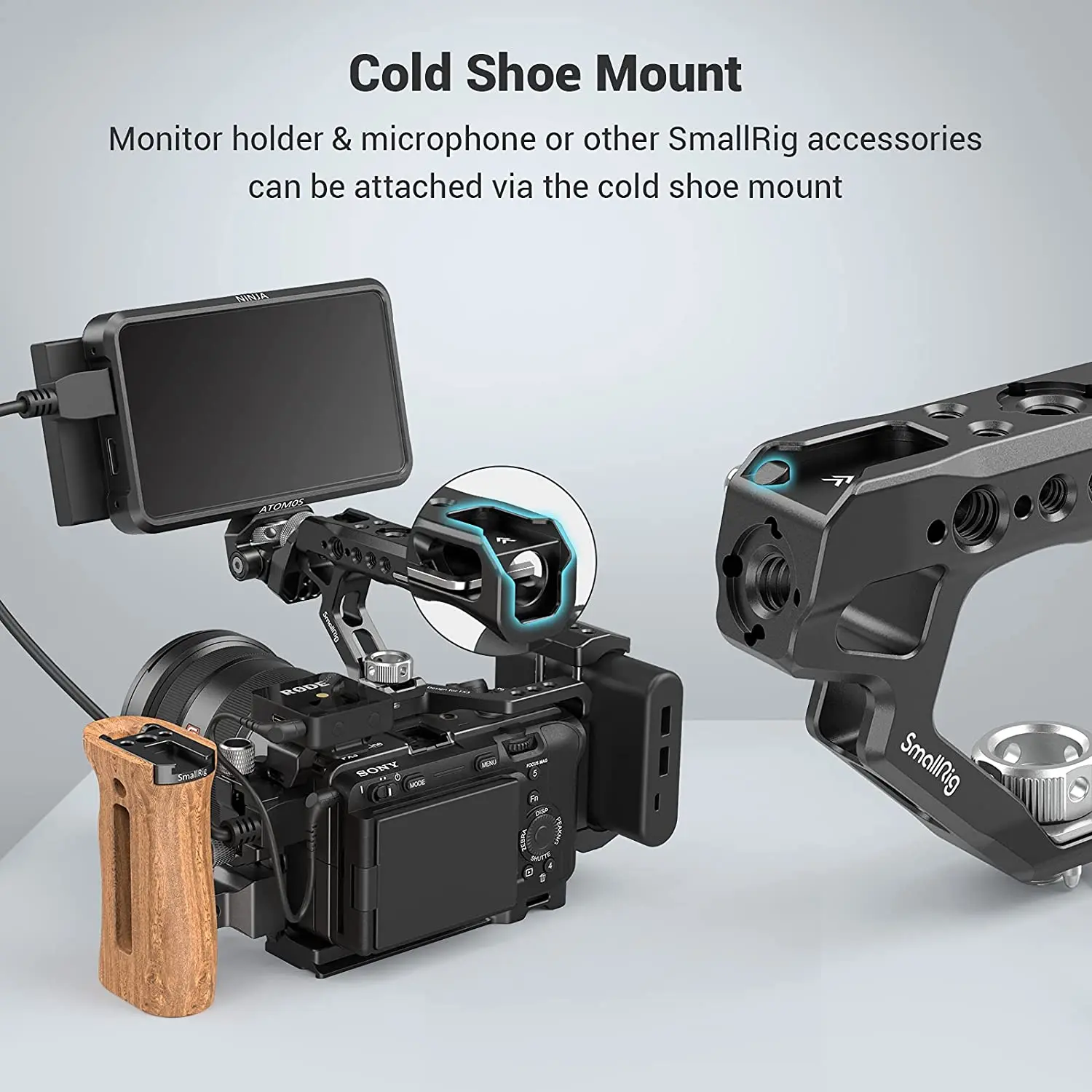 Small rig universal arri position ierung oberer griff mit 15mm stangen klemme für dslr kamera käfig mikrofon schuh halterung diy-2165