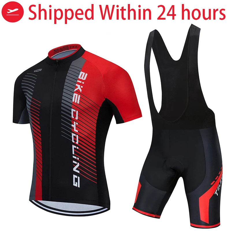 teleyi men 2022 Cycling Jersey set Summer Short Sleeve Set Ladies bib shorts Bicycle Clothes Shirt Clothing Suit | Спорт и