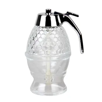 

200ML Transparent Honey Dispenser Jar Container Cup Juice Syrup Kettle Kitchen Bee Drip Stand Holder Kitchen tool Storage Pot