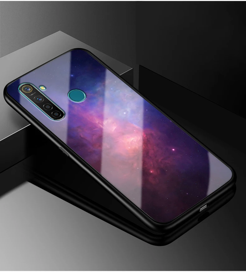 Для Oppo Realme 5 Pro Чехол Realme Q оргстекло PC чехол для телефона черный ТПУ бампер чехол для Oppo Realme 5 Pro Realme5 Pro rmx197