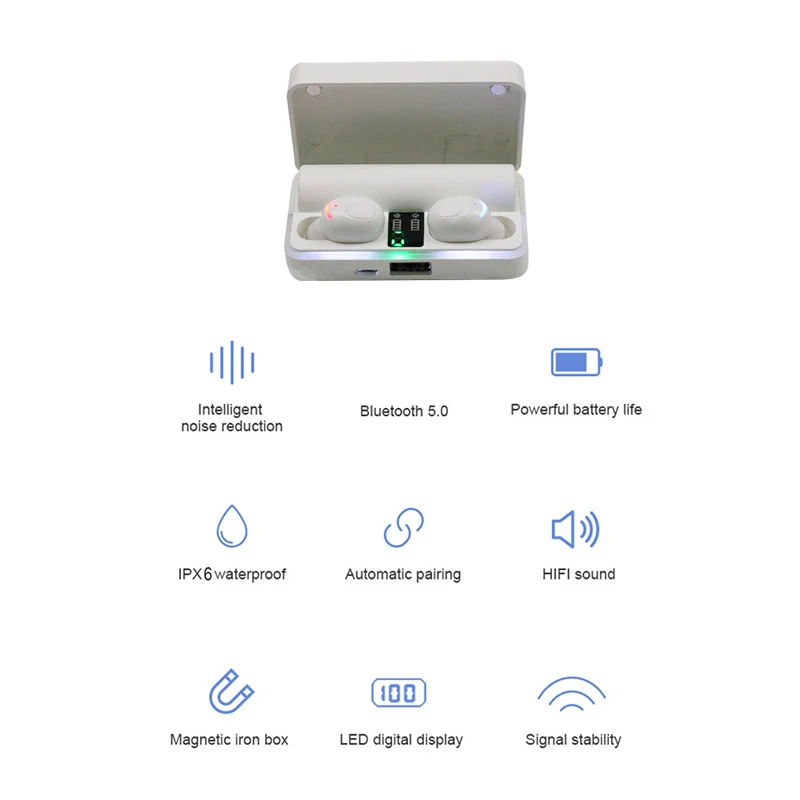 W12 TWS Беспроводная Bluetooth TWS Мини спортивная стереогарнитура портативная зарядная коробка беспроводные музыкальные наушники Bluetooth 5,0 гарнитура