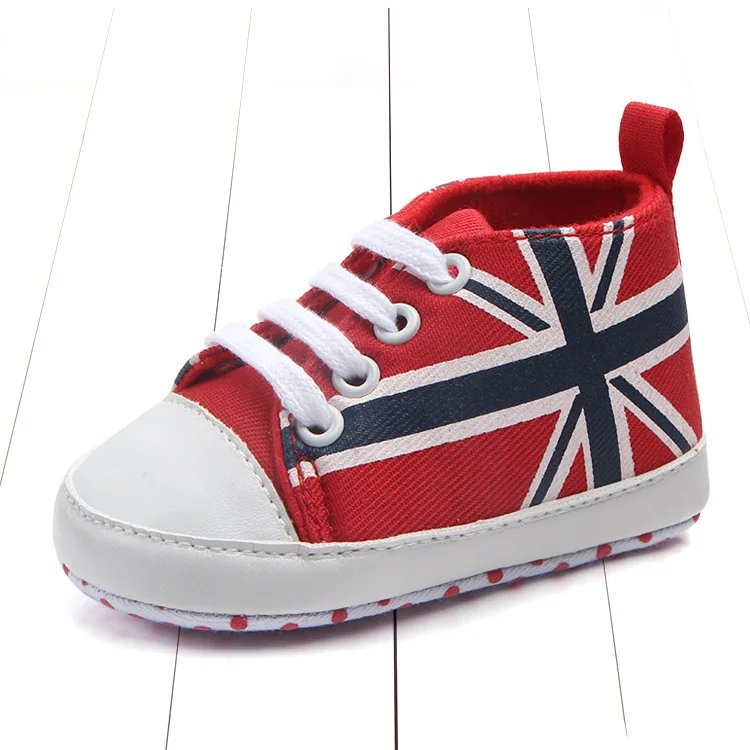 Новинка; сезон весна-осень; стильная качественная обувь для малышей с изображением звезд и флага; Тканевая обувь для малышей - Цвет: Red 12 Cm