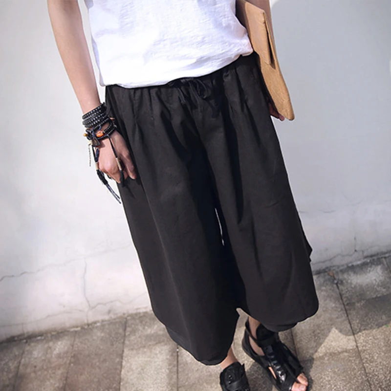 Men's Wide-Leg Pants Summer New Couples With The Same Style Yamamoto Style Fashion Leisure Super Loose Large Size Seven Pants