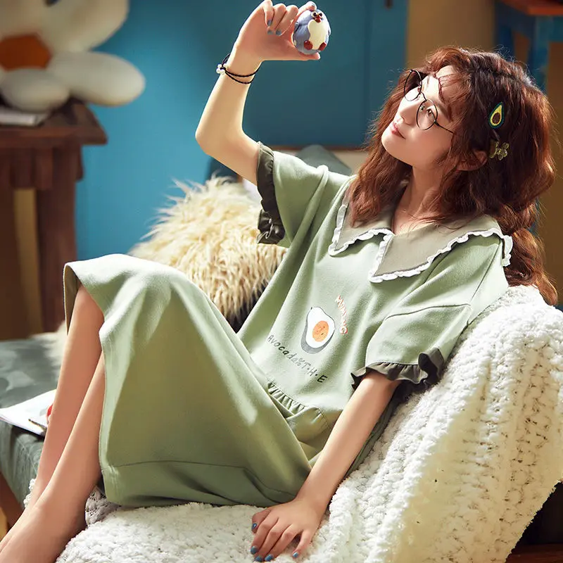 Ʈ   μ  õ Ins Sleepshirts  α M-5XL     м ⼺ 