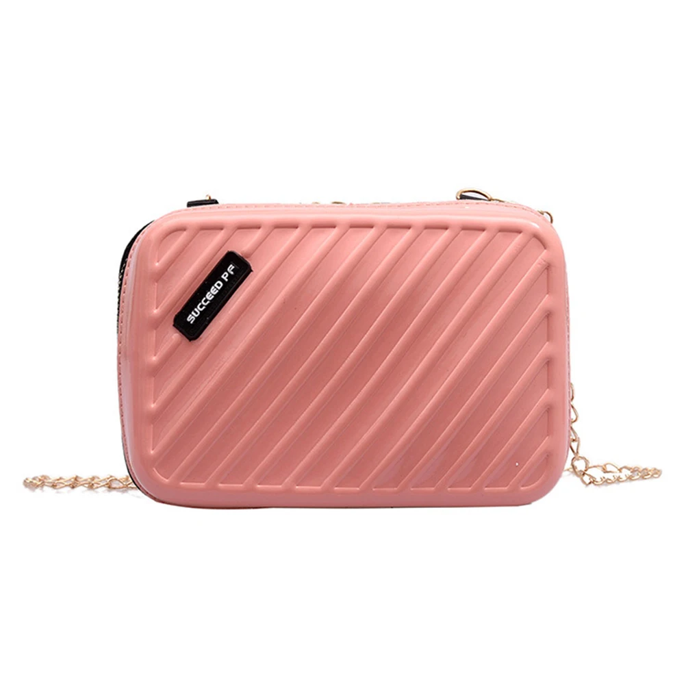 Модная женская мини-сумка через плечо в форме чемодана с широким буквенным ремешком, клатч для девушек, сумка через плечо - Цвет: Pink B