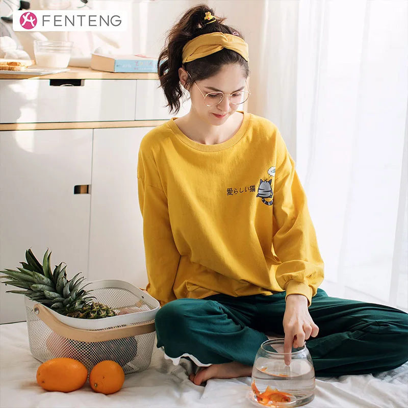 FENTENGX Весенняя Женская Удобная хлопковая толстовка с длинными рукавами